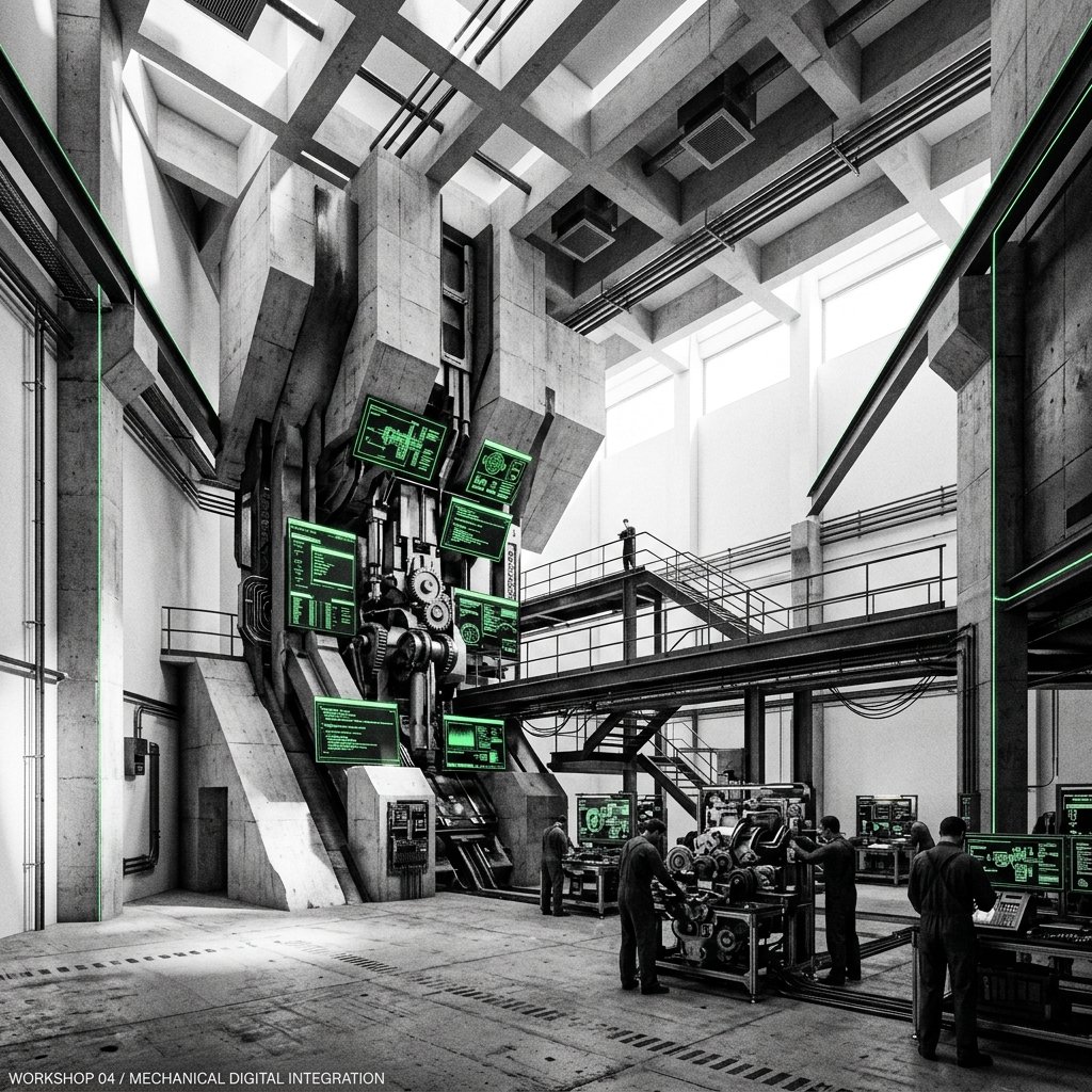 Visualización brutalista del entorno industrial y tecnológico de EBTA